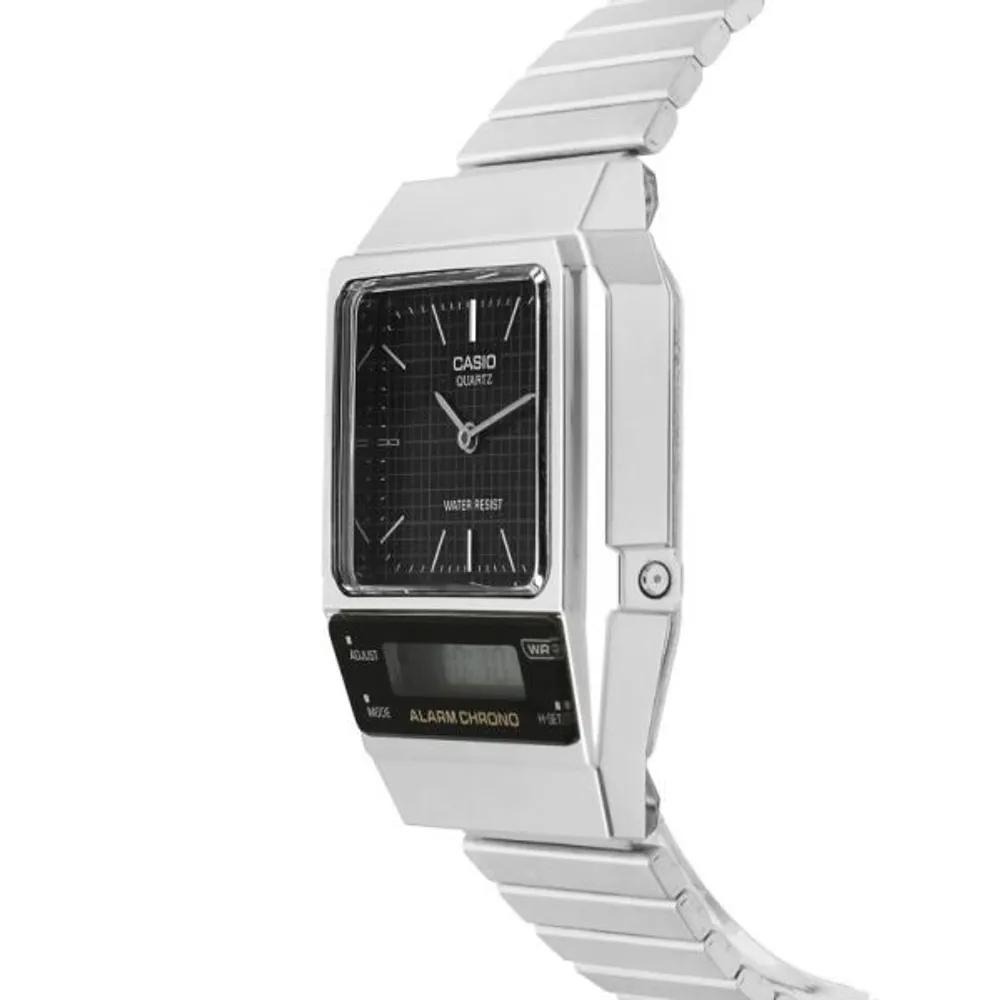 Cio AQ-800E-1ADF (AQ-800E-1A) Digital Analog Square Vintage Retro Unisex Metal Watch