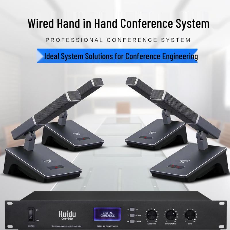 HuiDu QH-660 Wired Conference Desktop Microphone with Square Tube