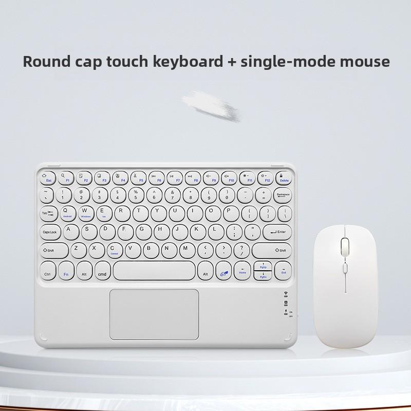 Bluetooth Keyboard Mouse Set Round Keycaps Touch Control for Phone Tablet Laptop iPad Wireless Combo