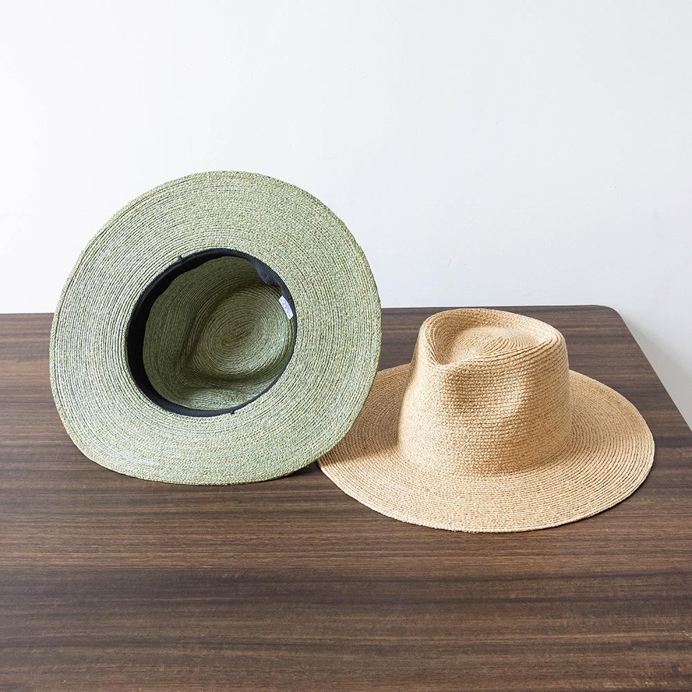 202601-hh5395A Breathable ins chic summer solid Natural raffia grass classic fedoras cap men women panama jazz hat