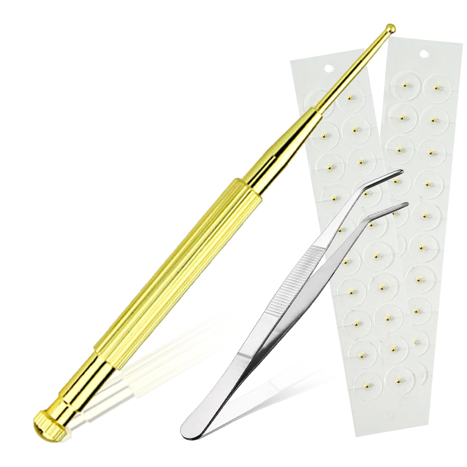 

Акупунктура ушей, латунные украшения для акупунктуры ушей, золотая пружина для акупунктуры ушей, массаж акупунктурных точек ушей, круглый наконечник [YOAYAO], палочка, [40 зерен]