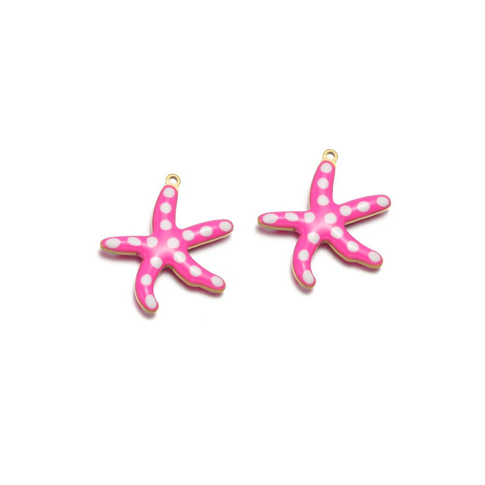

10pcs Stainless Steel Gold 20mm Starfish Charms Enamel Fish Pendant for DIY Jewelry Bracelet Findings Necklace Earrings Making