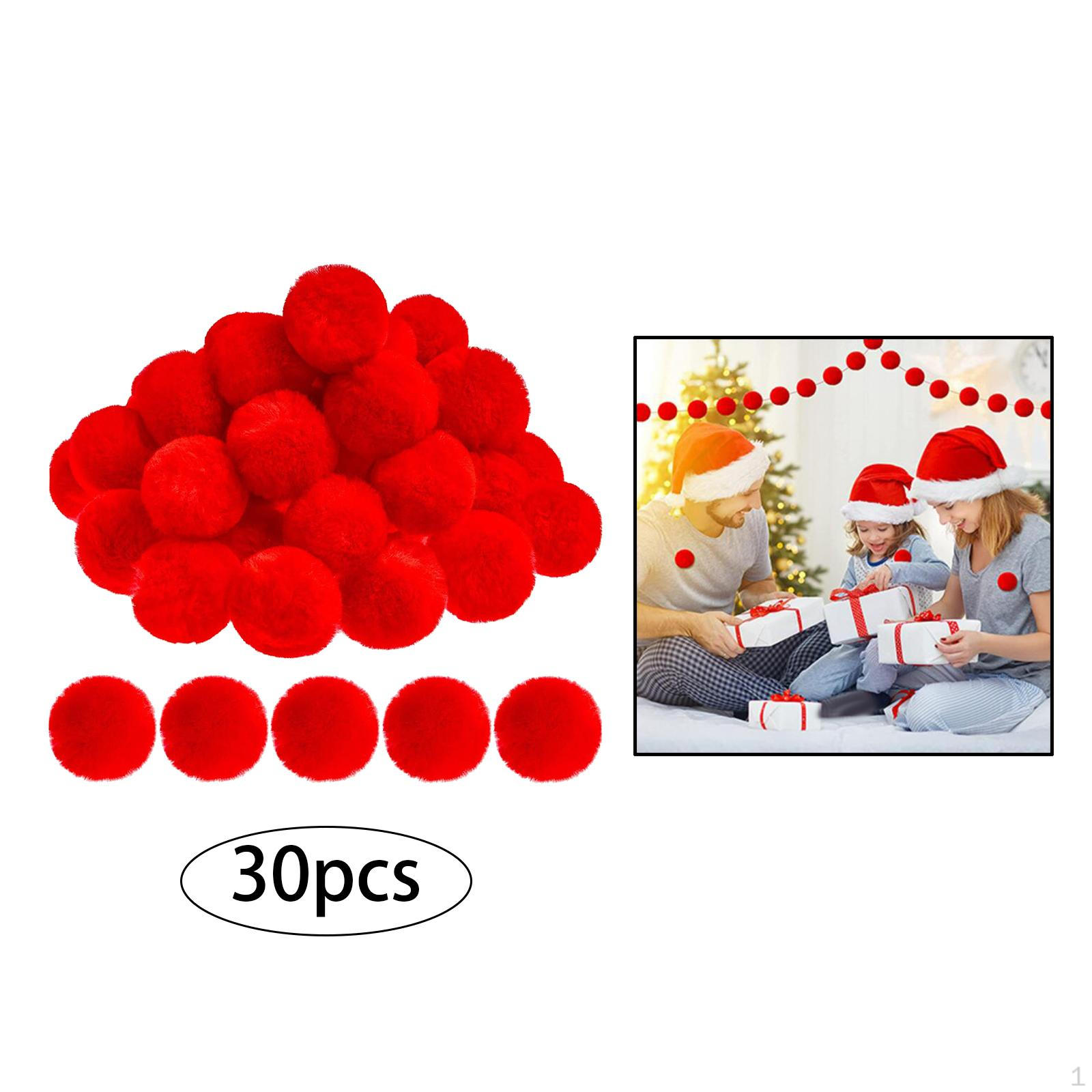 Balls - 30pcs Pompoms for Arts Craft DIY Projects Key Toys Christmas Wedding Party Home Decor Red