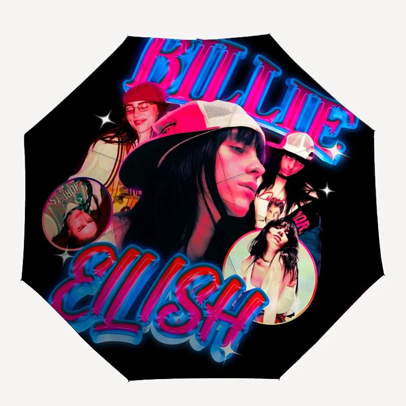 

1PC BILLIE EILISH Pattern Automatic Folding Umbrella, Portable Collapsible Design, Casual Outdoor Accessory, For All Seasons, Christmas Birthday Festi