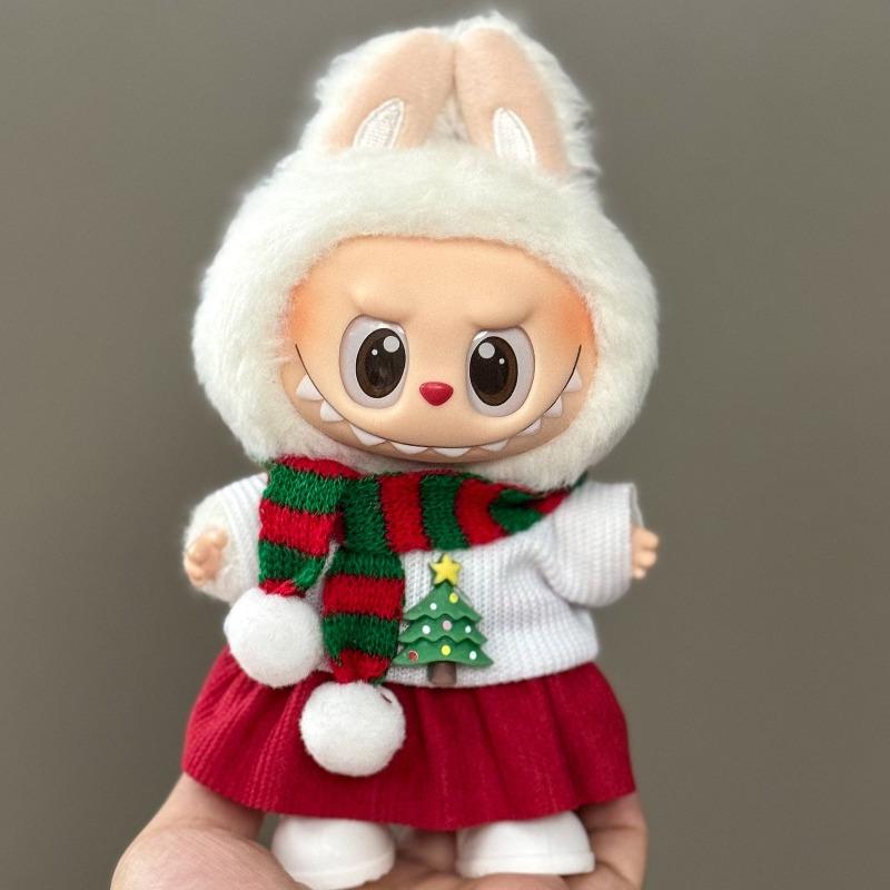 One Two and Three Generations of Labubu Christmas Baby Clothes Set,Labubu Doll Change Clothes To Wear Christmas Clothes
