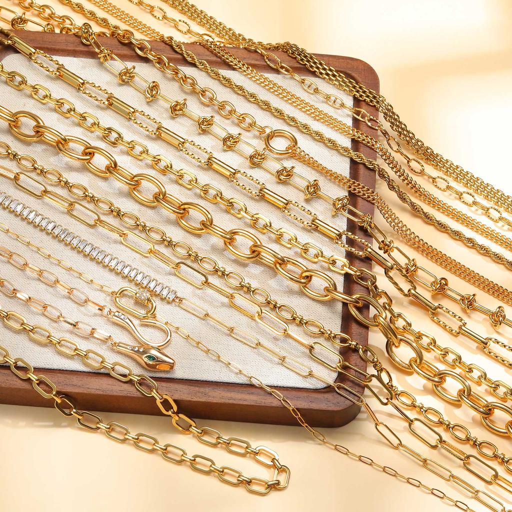 Chunky Gold Plated Link Necklace For Women, Stainless Steel Oval Thick Chain Choker Minimalist Jewelry