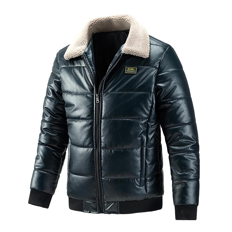 

Men s 2026 Middle East Leather Cotton Fur Collar Jacket - Thickened, Plus Size, Trendy and Warm. M