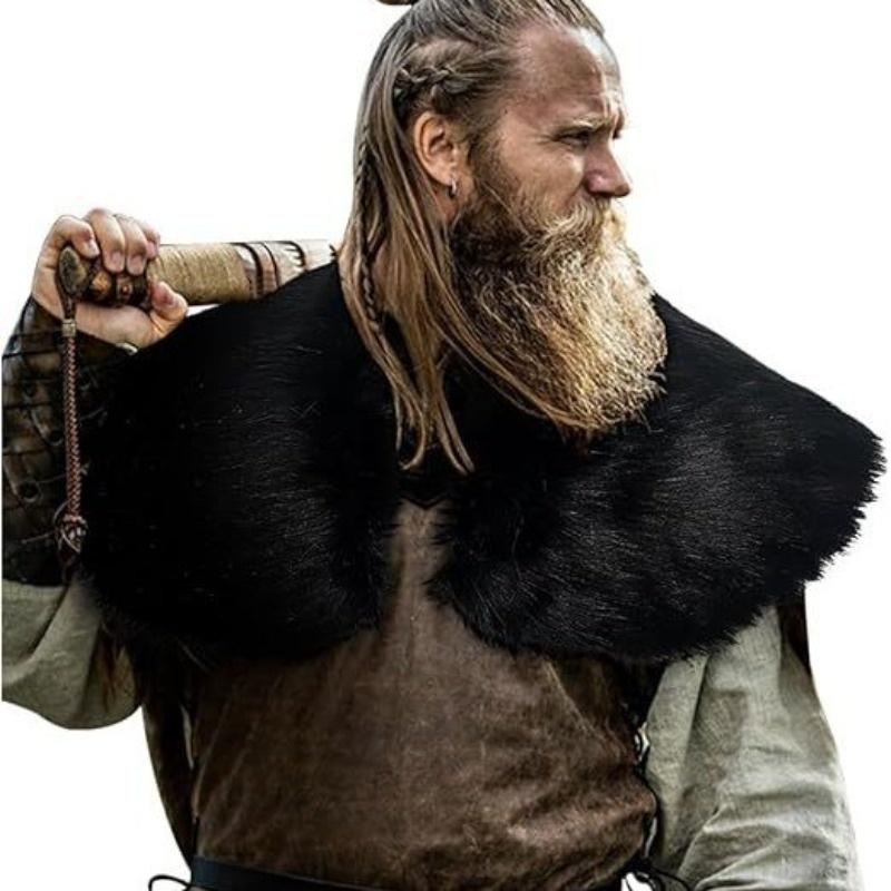 Viking Medieval Fur Shawl Cape Shoulder Accessory for Renaissance Cosplay Costumes