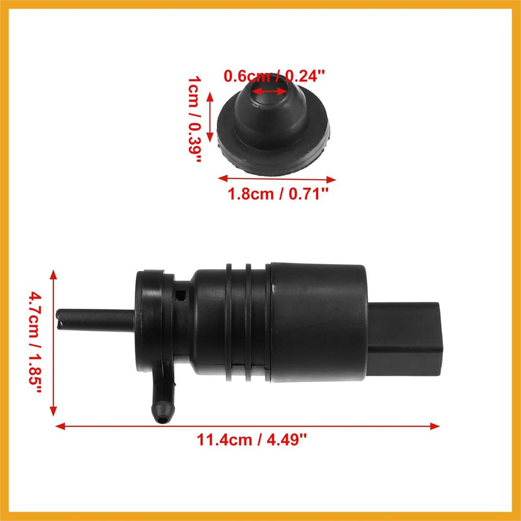 Windshield Washer Motor Pump with Grommet for Honda Pilot - Pack of 1 Black Durable Material Replacement