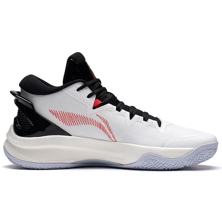 Lining Lightweight High Shock Absorption Anti-Slip Wear-Resistant High-Top Basketball Shoes Men Sneakers White Black Red ABAS097-2