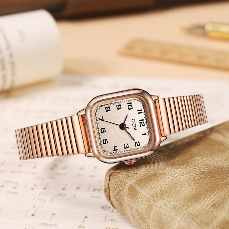 Simple Small Sugar Cube Women'S Watch, High-End Wheat Ear Belt, Medieval Watch Women'S Waterproof Stainless Steel Quartz Watch