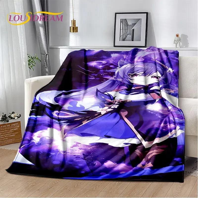 Genshin Impact Cartone Animato Gioco Coperta Morbida di Peluche, Coperta di Flanella Coperta da Lancio per Soggiorno Camera da Letto Letto Divano Copertura da Picnic Bambini