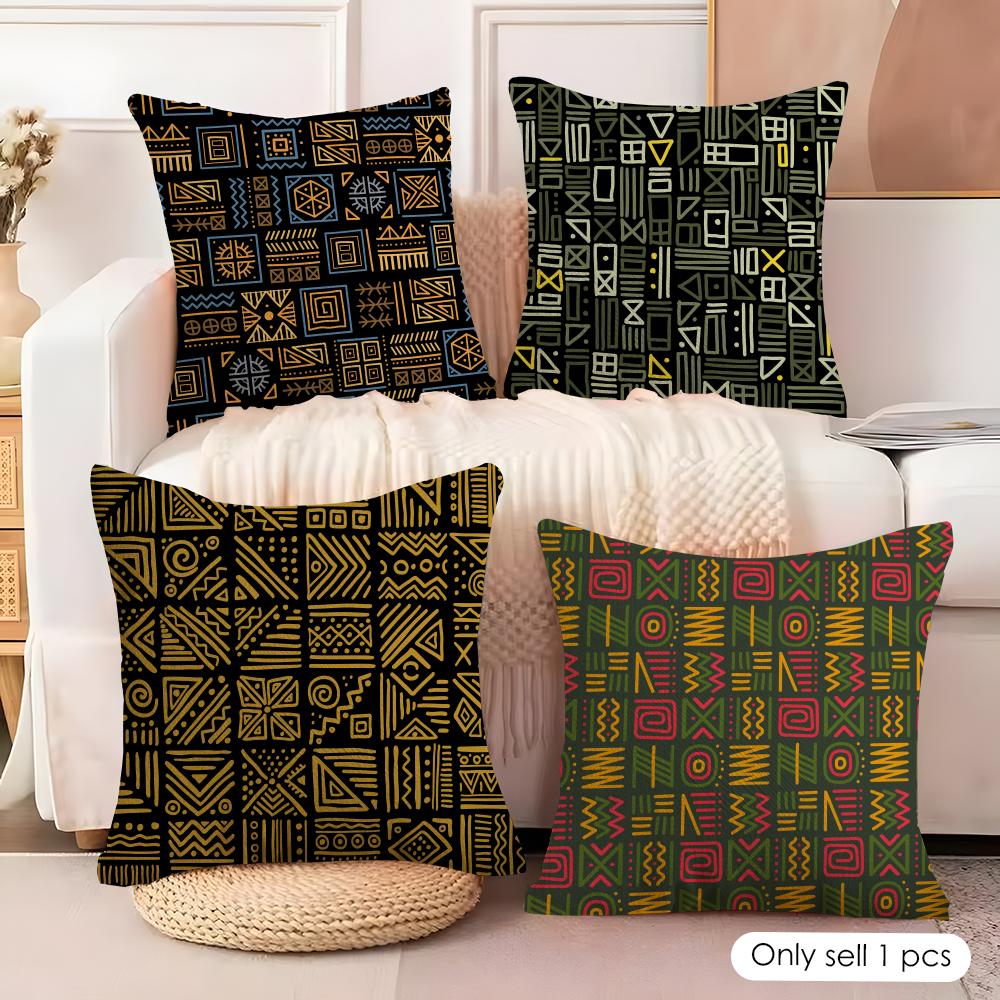 African Tribal Pattern Cushion Cover Soft Plush Fabric DoubleSided Printed Cushion Covers for All Seasons Modern HomeDecor Gift