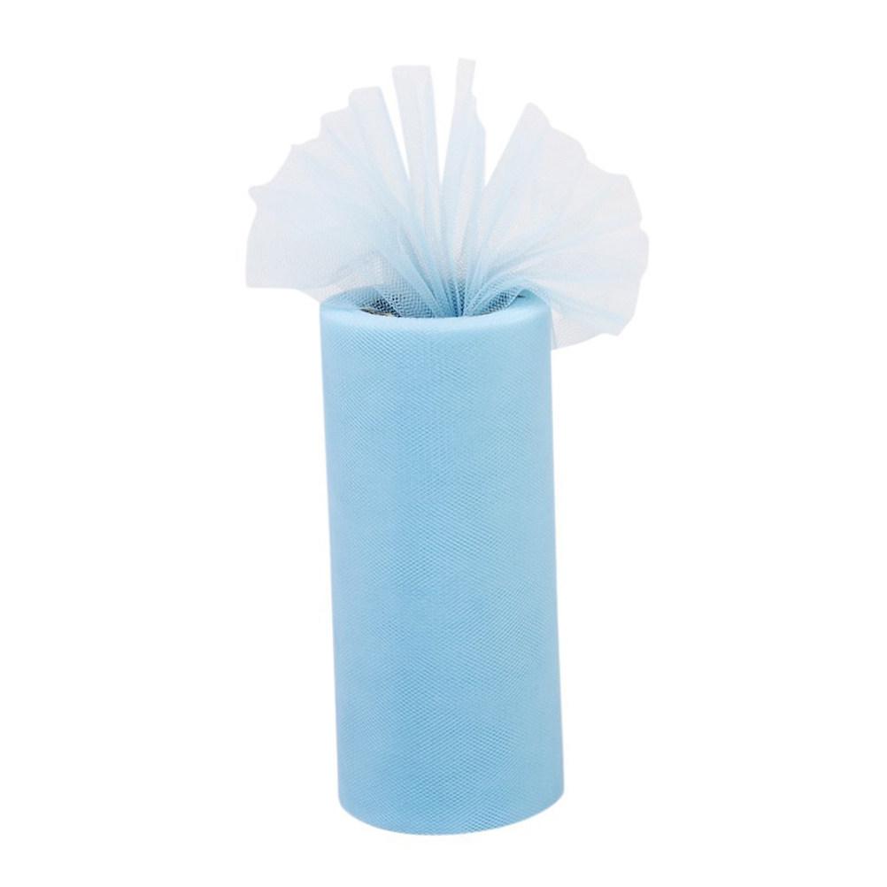 Polyester Sky Blue Tulle Roll 22M X 15Cm for DIY Tutu Crafting Wedding Car Decoration Floral Arrangements Party Room Doorway