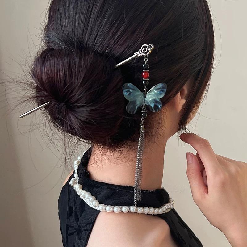 Ancient Chinese Style Elegant Butterfly Tassel Hair Stick for Women Girls Classical Hairpin Chinese Hair Accessories Jewelry