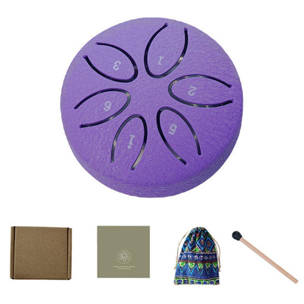 

Многоцветный стальной язычковый барабан, набор из 6 нот, медитативный барабан, мини-хэндпан, барабаны для йоги фиолетовый