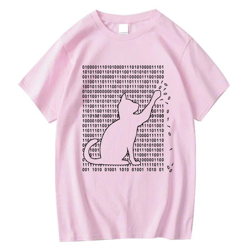 Harajuku Creatief Ontwerp Top Gothic Top Grappige Coole Kat Ontwerp Print Katoen Los Korte Mouw Casual T-shirt