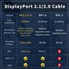 Kabel Displayport NCGGY 16k Standard 2.1 Kabel DP 3m Transmisja Wysokiej Prędkości 80Gbps 16K@60Hz/8K@60Hz 4K@240Hz/165Hz/144Hz Kabel Displayport Audio/Wysoki