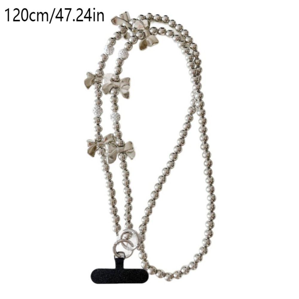 Delicate Love Heart Bowknot Crossbody Phone Chain Hanging Decoration Pearl Phone Lanyard Messenger Bag Chain