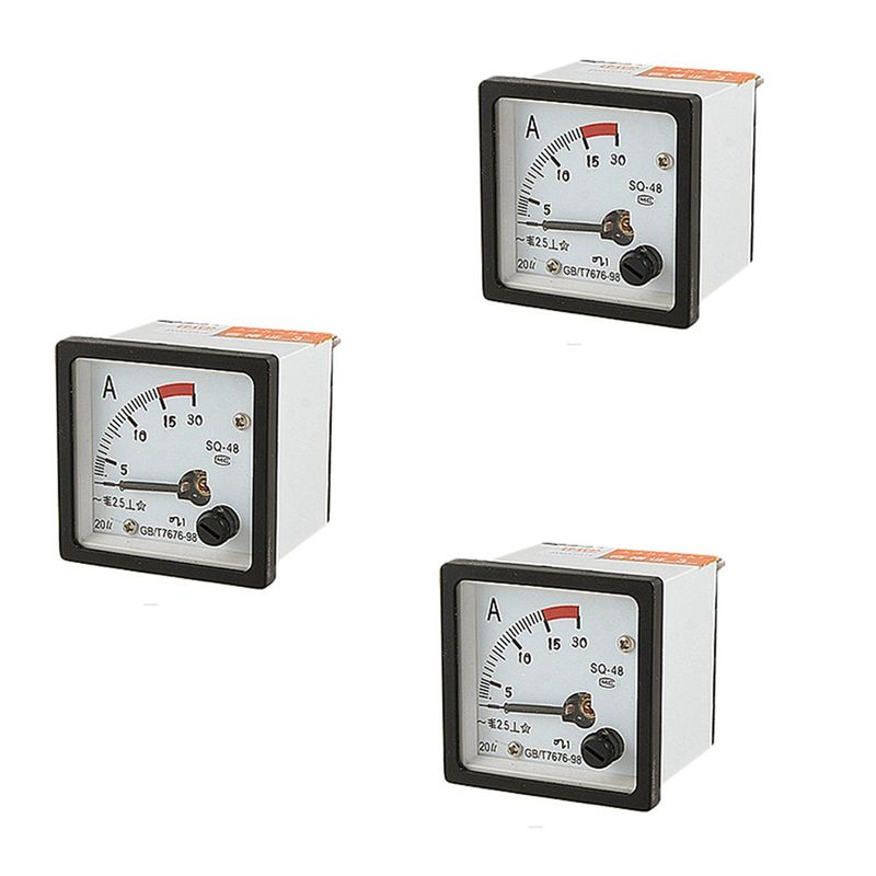 

ABUL-3X SQ48 Analog AC Current Panel Meter Ammeter 0-15A Gauge White + Black