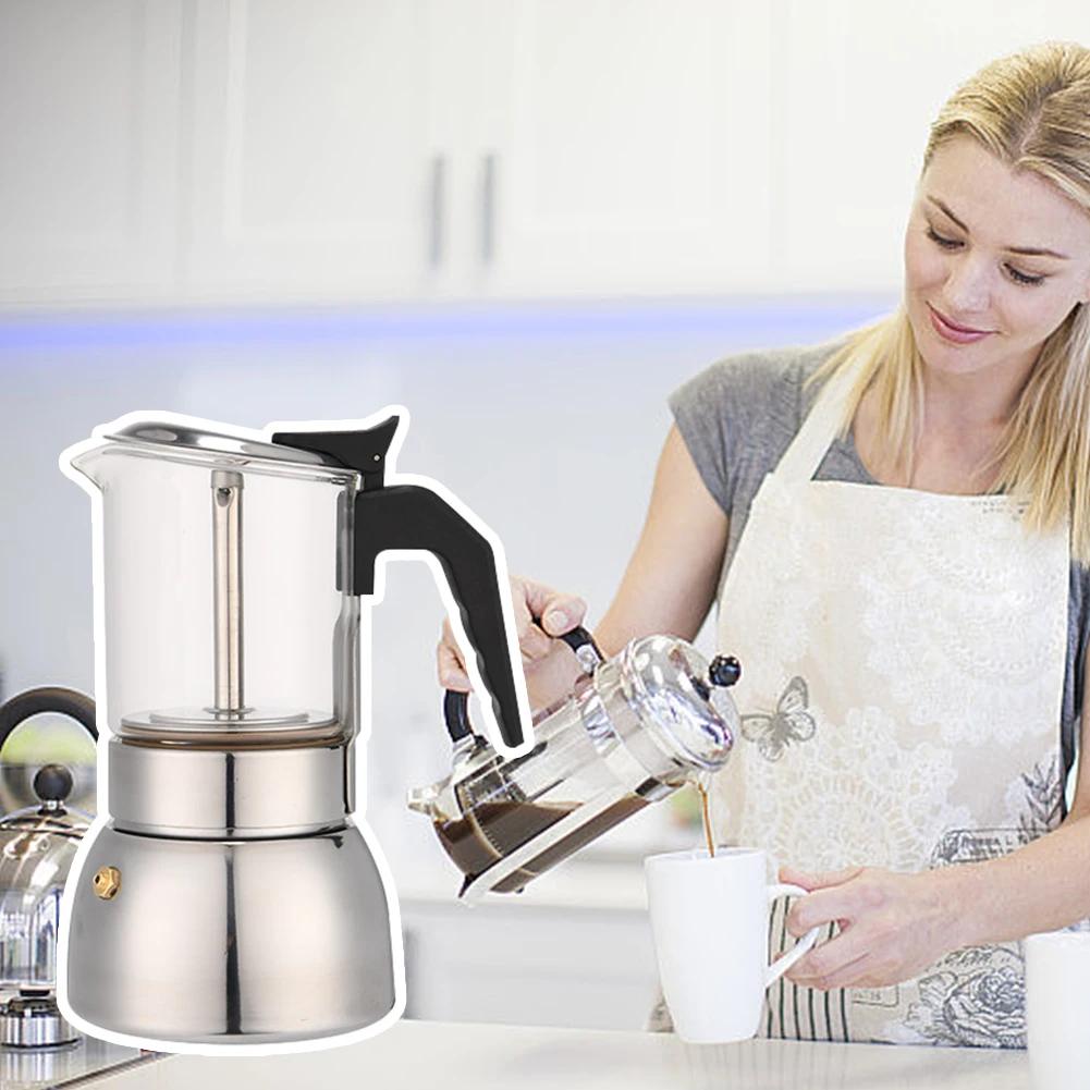 Luxury Italian Coffee Maker-Stainless Steel Moka Pot With, Stovetop Espresso Machine (4/6/9 Cup) Perfect Gift for Coffee Lovers