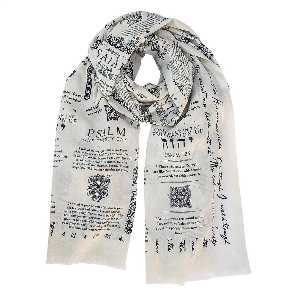 

Handcrafted Christian Prayer Shawl 70x170cm Protection Bible Verse Scarf, Yeshua Scripture Wrap белый