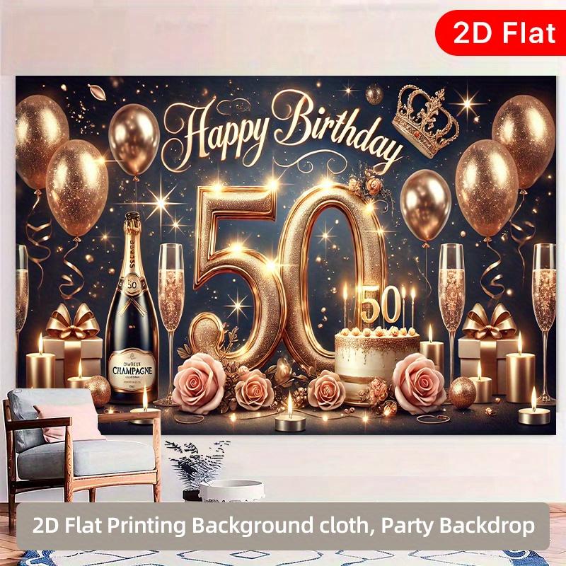 2D flat surface a single piece of 50th birthday background fabric multi-purpose for festivals and outdoor events