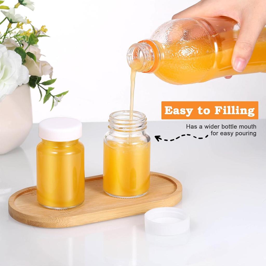 10Pcs Mini Plastic Bottles with Labels, 150ml Reusable Empty Bottles with Lids, Small Ginger Bottles, Refillable Juice Bottles