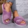 Cross Opening Spring and Autumn Home Anti Slip Flat Bottomed Couple Style Fashionable and Simple Open Toed Hairy Slippers