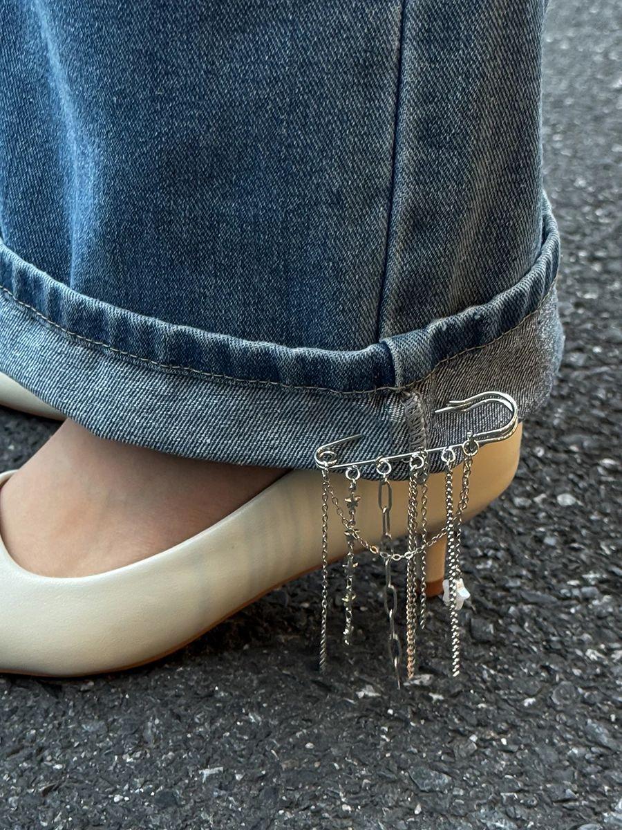 

Ingemark Elegant Silver Color Pentagram Tassel Anklets for Women Trend Metal Jeans Dress Thin Feet Chains 2026 New Party Jewelry