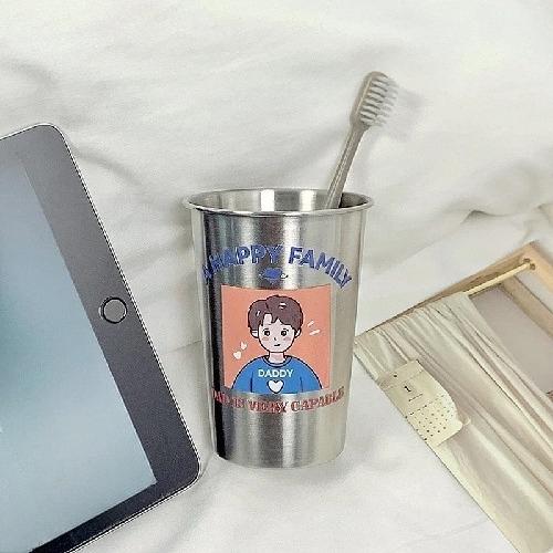 Question Mark Boys and Girls Thickened Anti-fall Stainless Steel Couple Toothbrush Cup Simple Mouthwash Cup Creative Wash Cup