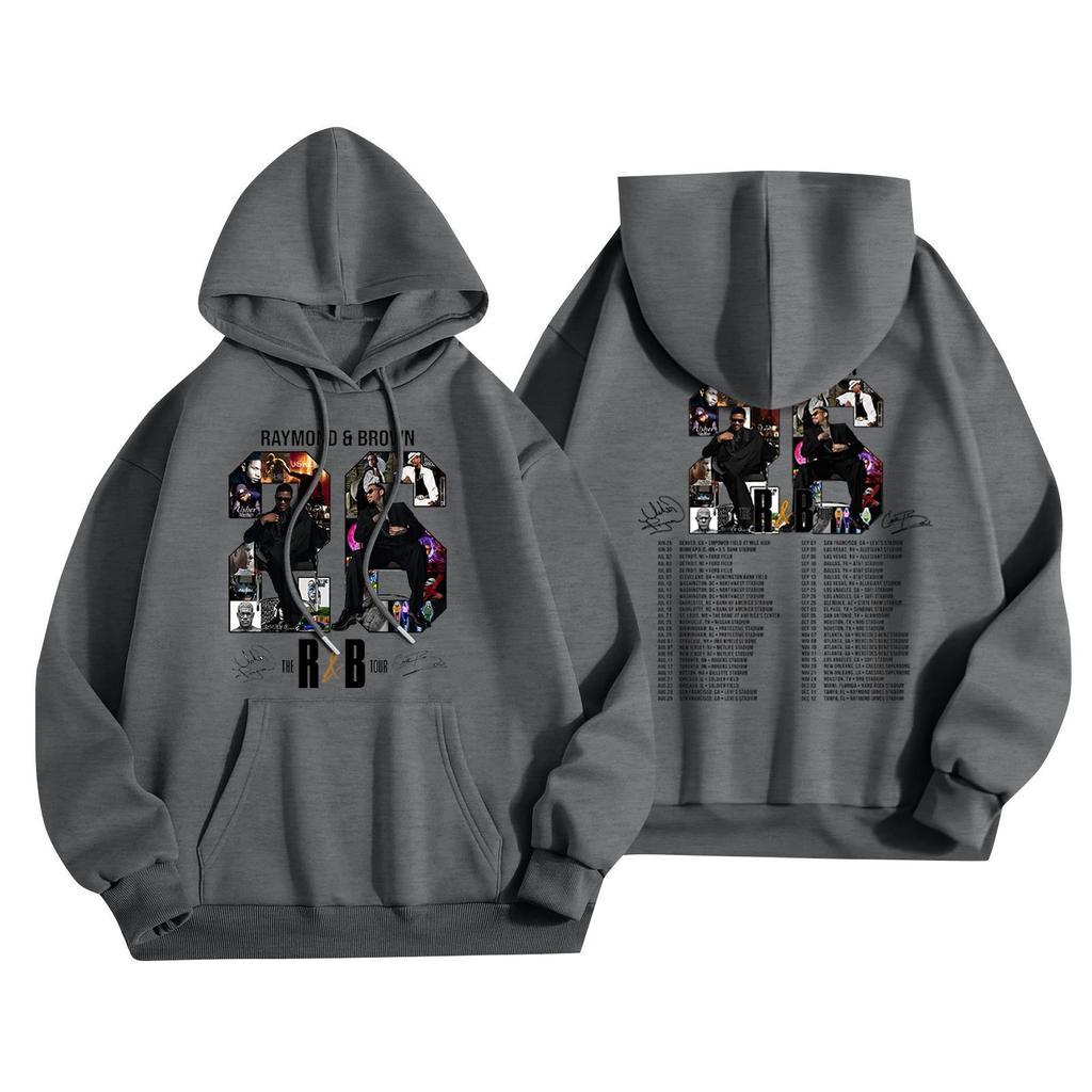 Unisex Casual Hooded Pullover Sweatshirt Long Sleeve Loose Fit Letter Print