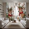 2pcs set HD Christmas White Snowflake reindeer decorative curtain White tie digital printed curtain Home Decoration style Dec