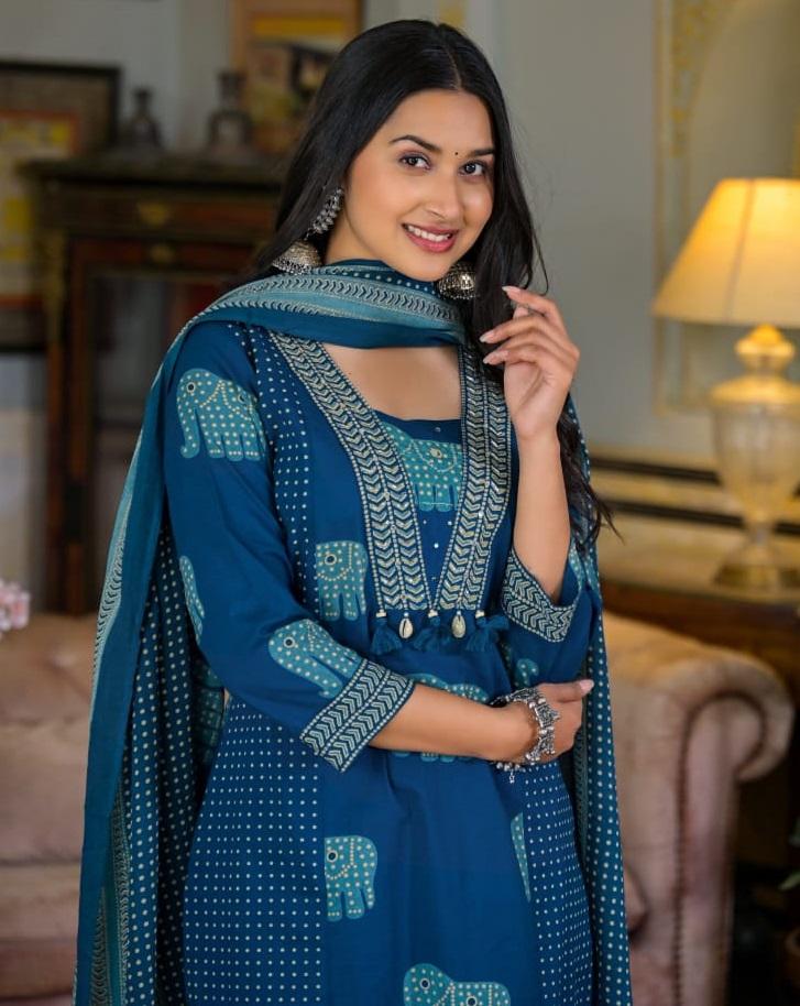 Indian Women Designer Kurta Pant Dupatta Set Bollywood Top Tunic Kurti Salwar Suit Dress