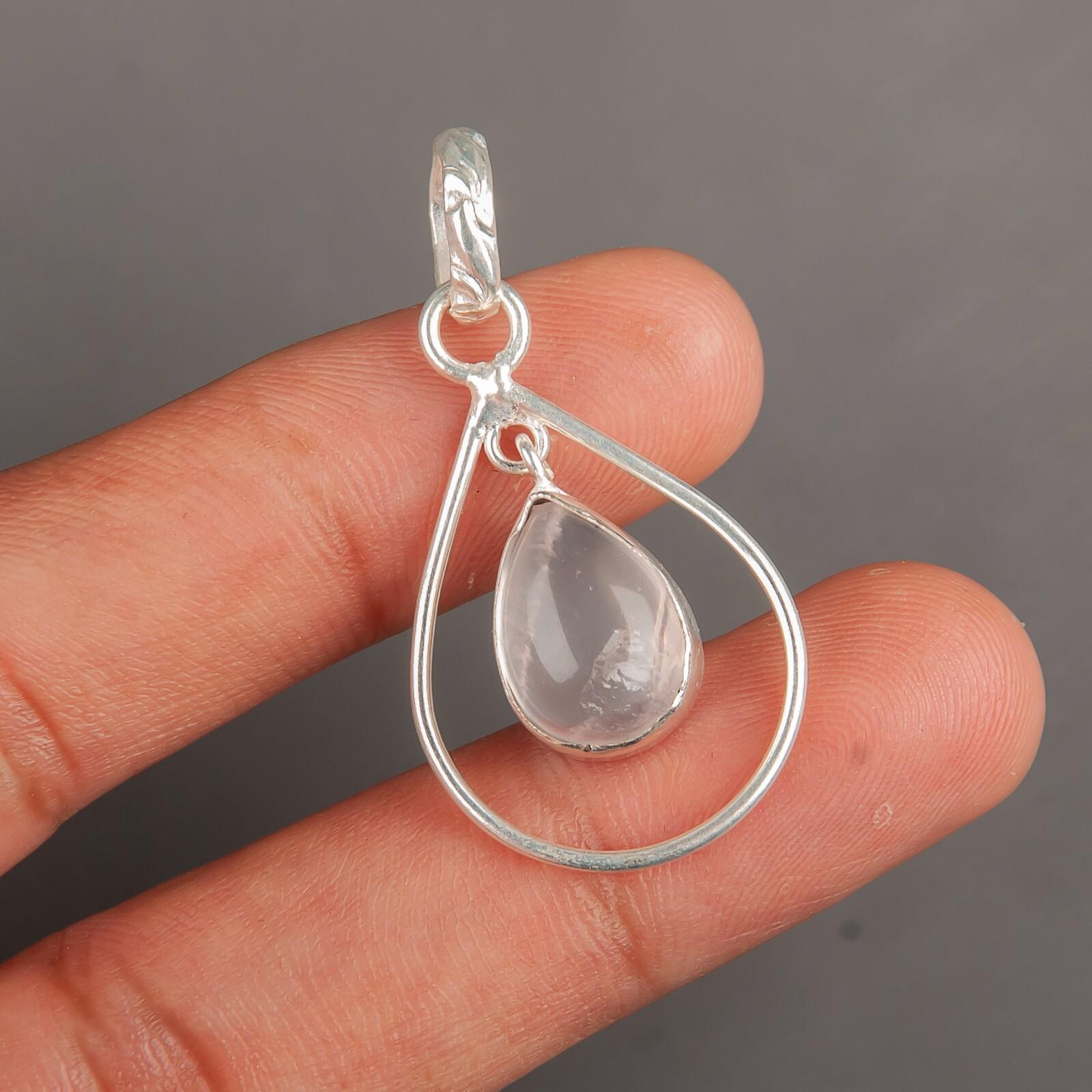 

Драгоценный камень Розовый Кварц Ювелирные изделия из стерлингового серебра 925 ручной работы Стильный кулон 1,60 PP-3-21