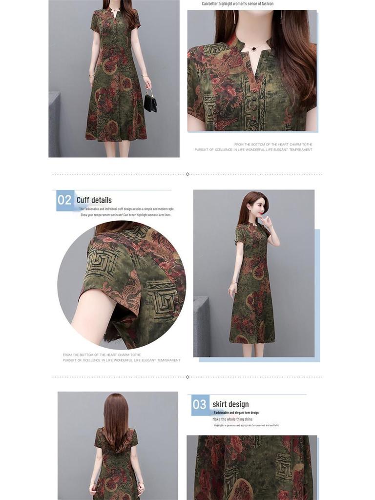 Elegant Xiangyun Satin Midi Dress for Mature Women - Fashionable Summer Wear