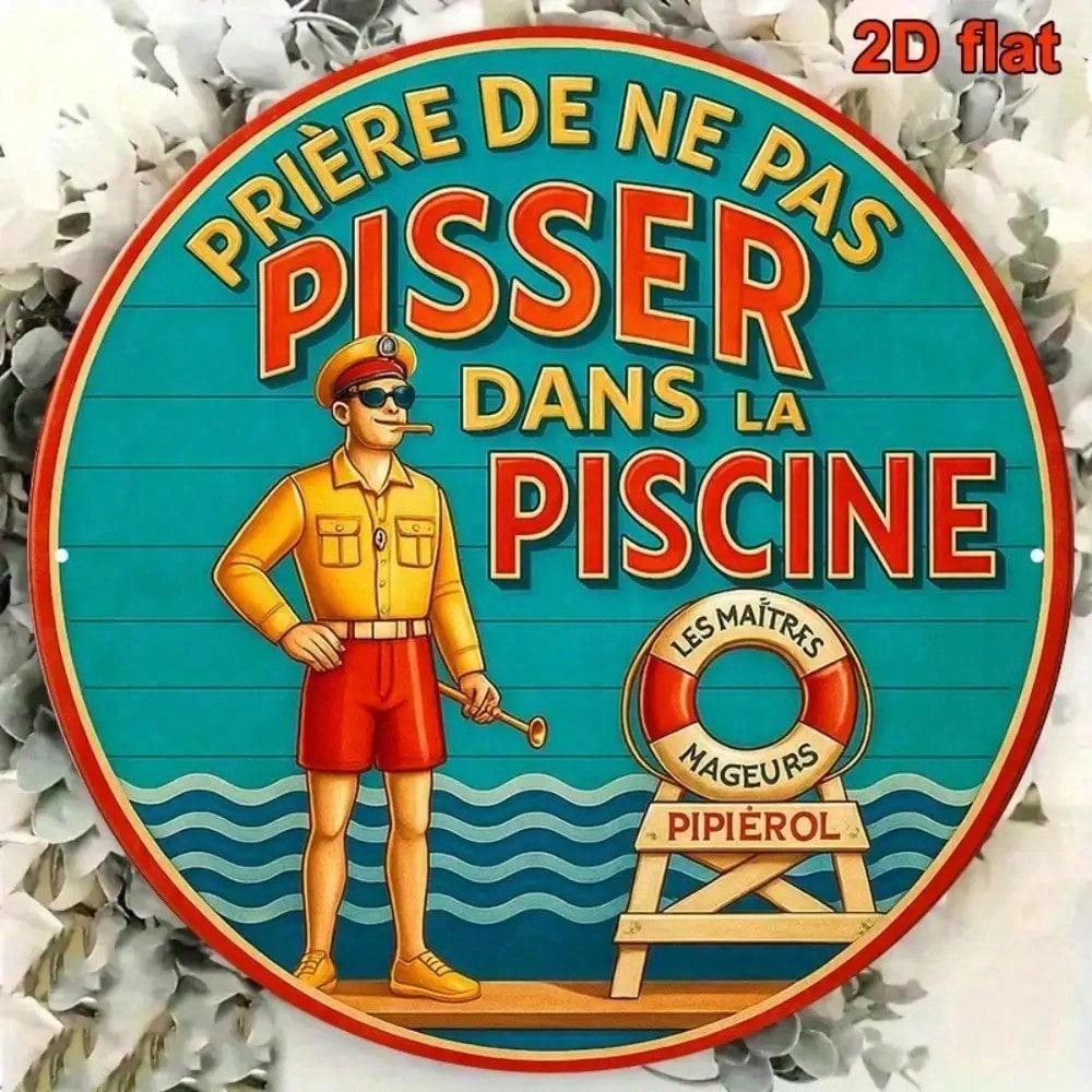 

French Style Vintage No Peeing Round Aluminum Sign 8x8 Inch Metal Plaque Bathroom Wall Decor Funny Novelty Home Bar Pool різнокольоровий