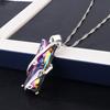 Colorful Faux Crystal Necklace Rectangular Pendant Necklace Stylish Vine Design Adjustable Dainty Necklace