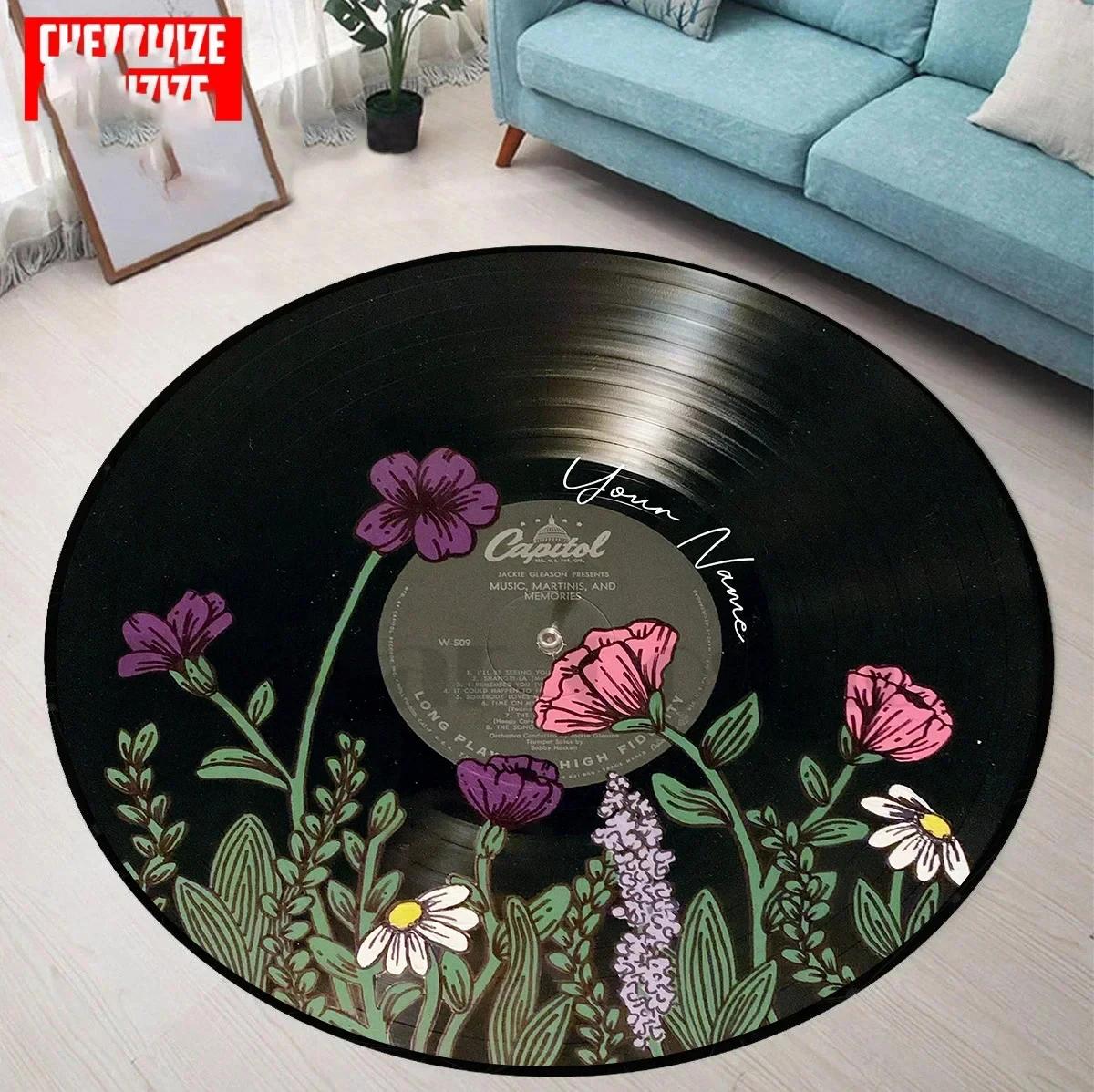 

Magnetic Tape Flower Circle Round Rug 3D Area Rug Non-slip Home Mat Floor Dining Room Living Room Soft Bedroom Carpet Decoration Diameter 60cm
