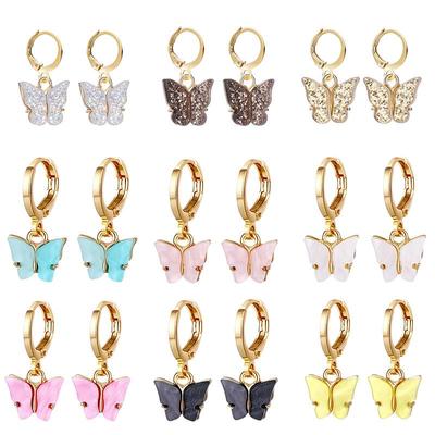 Alloy Butterfly Clip-on Earrings Set - Creative & Simple Fashion Design for Women