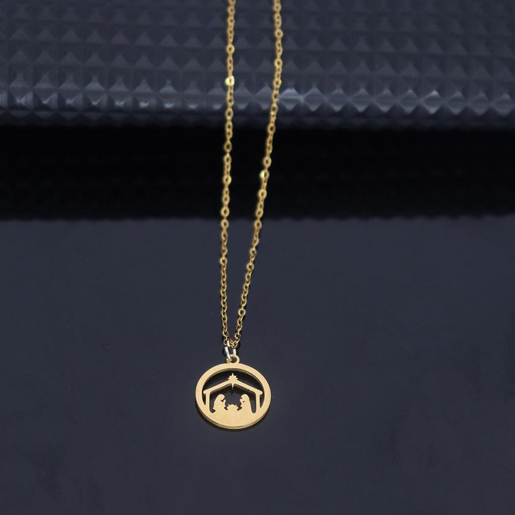 Creative Stainless Steel House Pendant Necklace - Women's Versatile Simple Design