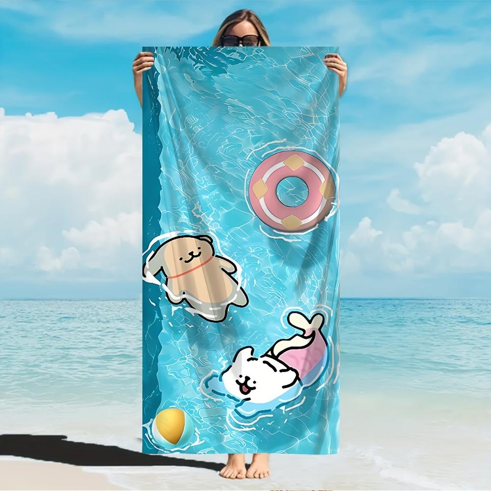Line Puppy Printed Beach Towel - Soft, Absorbent & Lightweight, Hand or Machine Washable, Perfect for Vacation, Travel, Bathing