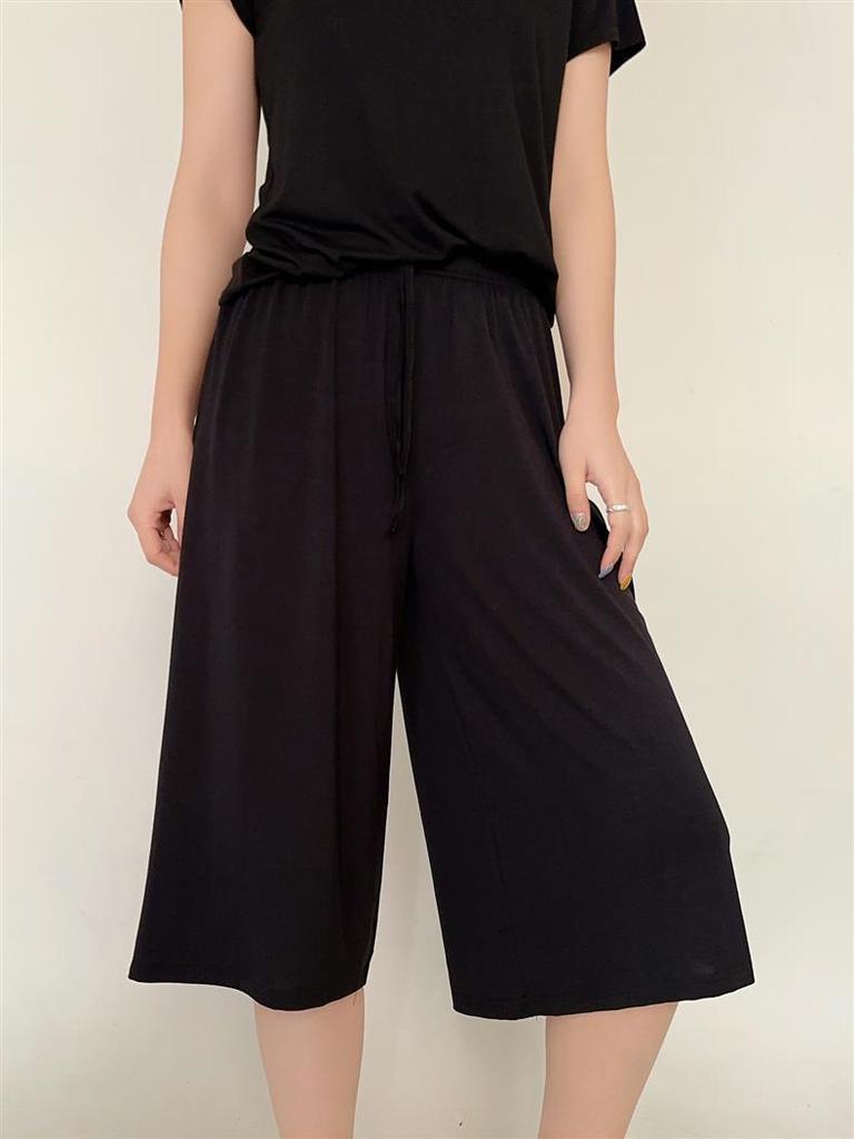 Women's Summer Modal Wide-Leg Lounge Pants - Solid, Versatile, Loose Fit, Seven-Point Style