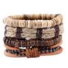 Minimalist Retro DIY Bracelet Set: European & American Style with Woven Leather, Coconut Shell, Hemp Rope, & Genuine Leather for Men