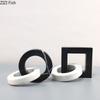 Marble Geometric Ring Square Annular Knot Statue Abstract Crafts Desk Decoration Creative Knot Sculpture Room Aesthetics Decor