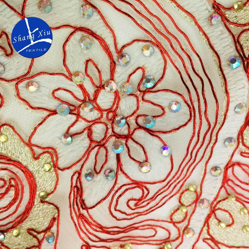 Milk silk composite silk bone thread embroidery fabric, water-soluble lace full width, heavy industry colorful car bone mesh bottom embroidery cloth