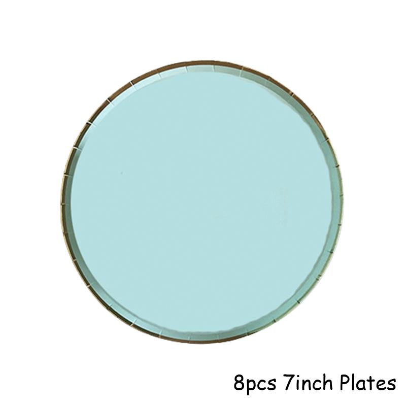 Mint Green Gold Disposable Tableware Party Napkins Paper Plates Straw Cup Kids Birthday Party Supplies Favor Wedding Decoration