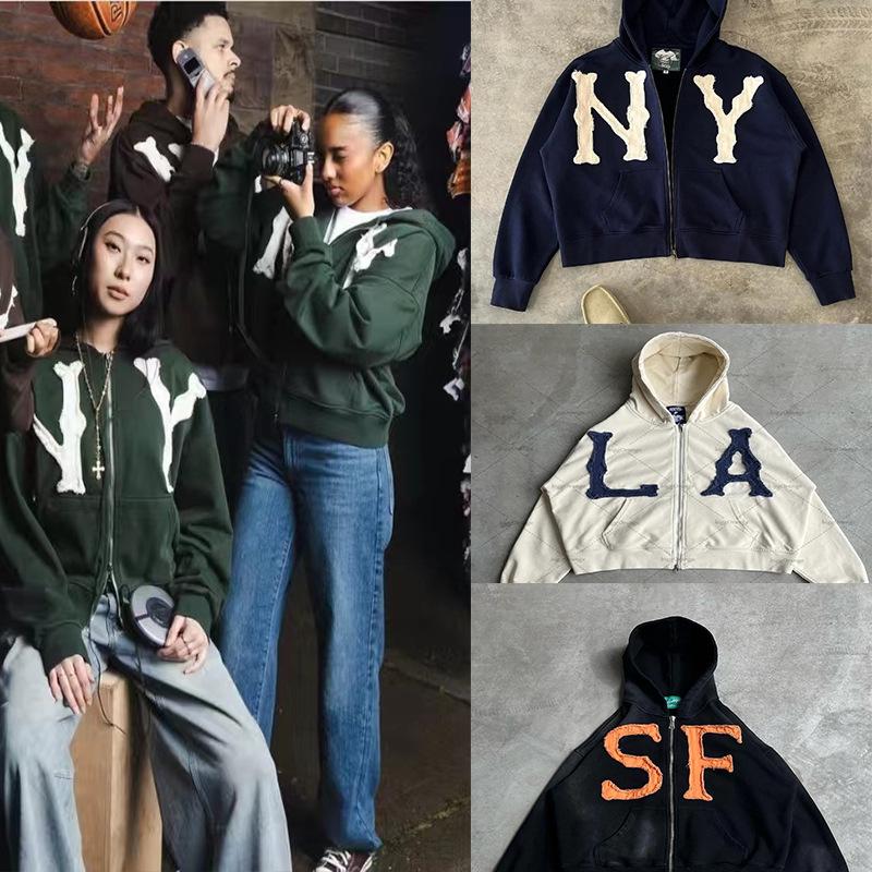 2024 Embroidered Hooded Cardigan: Unisex Loose-Fit Trendy Spring/Summer Jacket