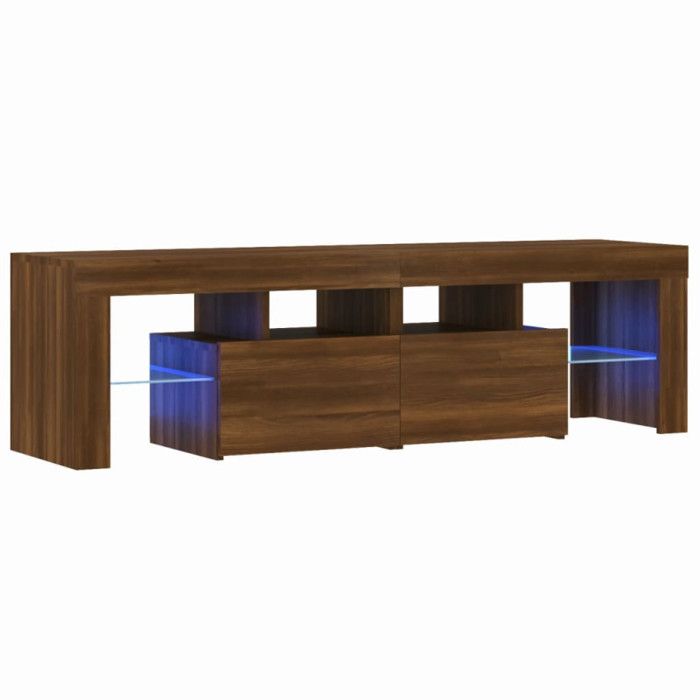 VidaXL TV-benk med LED-lys Brun eik 140x36,5x40 cm, TV-stativ, medieskap, hifi-skap, TV-enhet, enhet 822643