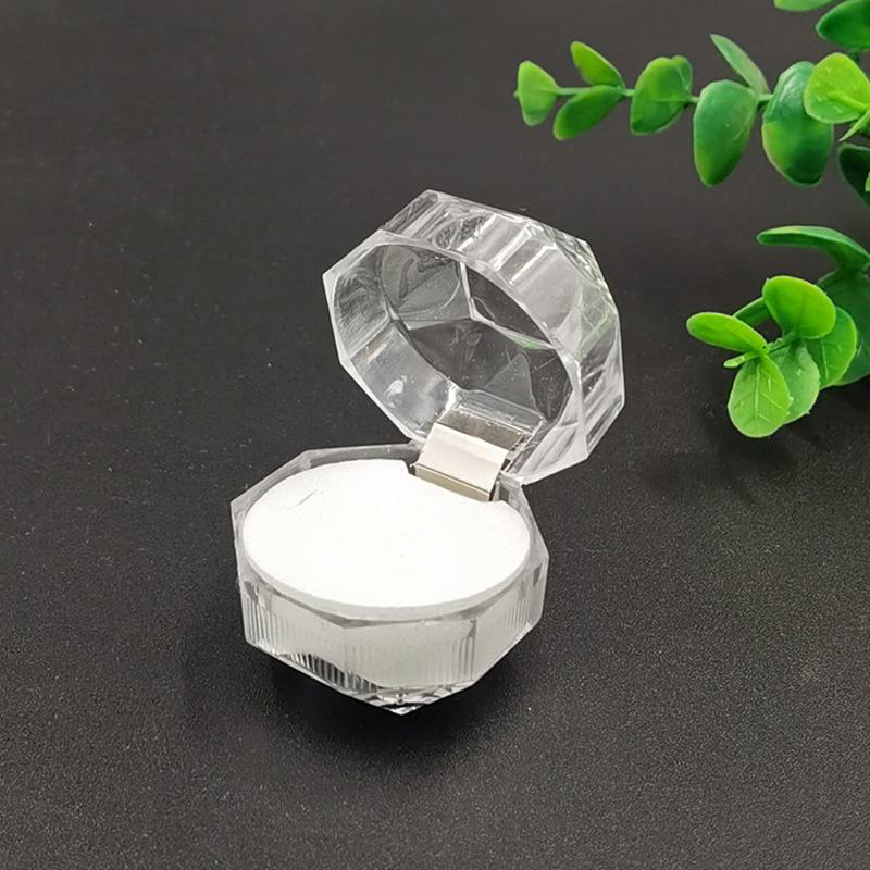 Flip transparent crystal box, small star anise ring stud earrings, acrylic jewelry storage box.